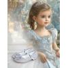 imageDaydance Kids Toddler Girls Dress Shoes Pumps Low Heels Sparkling Flower Mary Jane Footwear for Party Prom Wedding BirthdayPrincess Silver