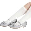 imageDaydance Kids Toddler Girls Dress Shoes Pumps Low Heels Sparkling Flower Mary Jane Footwear for Party Prom Wedding BirthdayPrincess Silver