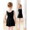 imageDaydance Lined Spandex Girls Dance Leotards with Removable Ballet Skirts Dance Tights 3 in 1 SetBlack Vest Lining Set