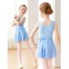 imageDaydance Lined Spandex Girls Dance Leotards with Removable Ballet Skirts Dance Tights 3 in 1 SetBlue Vest Lining Set