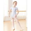 imageDaydance Lined Spandex Girls Dance Leotards with Removable Ballet Skirts Dance Tights 3 in 1 SetWhite Lining Set