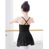 imageDaydance Lined Spandex Vest Girls Leotards for Ballet Dance Gymnastics SwimBlackliningwith Skirt