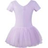 imageDaydance Puff Short Sleeve Princess Tutu Skirt Leotards for Toddler Girls Ballet Boat Neck Dance DressLilacliningtutu Leotards