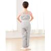 imageDaydance Teens Girls Ripstop Bib Pants for Ballet Gymnastic Dance Warm up TrousersGrey