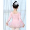 imageDaydance Toddler Girls Dance Leotards with Tutu Skirt Sparkle Sequin Ballet AttireBallet Pinklong Sleeve