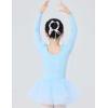 imageDaydance Toddler Girls Dance Leotards with Tutu Skirt Sparkle Sequin Ballet AttireBluelong Sleeve