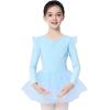 imageDaydance Toddler Girls Dance Leotards with Tutu Skirt Sparkle Sequin Ballet AttireBluelong Sleeve