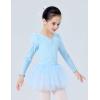 imageDaydance Toddler Girls Dance Leotards with Tutu Skirt Sparkle Sequin Ballet AttireBluelong Sleeve