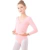imageDaydance Girls Ballet Leotard Long Sleeve Classic Girls Dance Leotard for Ballet GymnasticsBallet Pink