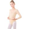 imageDaydance Girls Ballet Leotard Long Sleeve Classic Girls Dance Leotard for Ballet GymnasticsNude