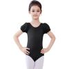 imageDaydance Girls Ballet Leotard Puff Sleeve Girls Mesh Dance Leotard for Ballet GymnasticsBlack
