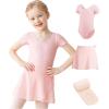 imageDaydance Lined Spandex Girls Dance Leotards with Removable Ballet Skirts Dance Tights 3 in 1 SetBallet Pink Lining Set