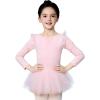 imageDaydance Toddler Girls Dance Leotards with Tutu Skirt Sparkle Sequin Ballet AttireBallet Pinklong Sleeve