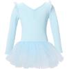 imageDaydance Toddler Girls Dance Leotards with Tutu Skirt Sparkle Sequin Ballet AttireBluelong Sleeve