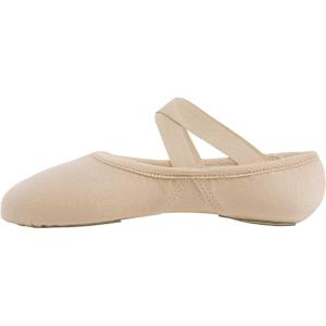 imageCloud Soft 4 Way Stretch Canvas Ballet Shoes Split Sole Dance Slippers for Toddler Girls Little Big Kids TrainingD813sand