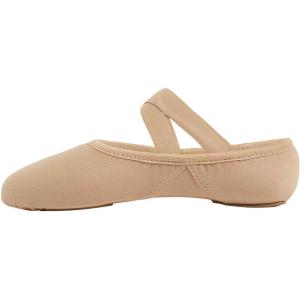 imageCloud Soft 4 Way Stretch Canvas Ballet Shoes Split Sole Dance Slippers for Toddler Girls Little Big Kids TrainingD813tan