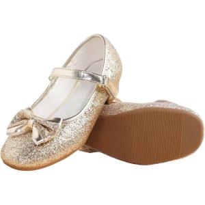 imageDaydance Kids Toddler Girls Dress Shoes Pumps Low Heels Sparkling Flower Mary Jane Footwear for Party Prom Wedding BirthdayPrincess Gold