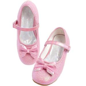imageDaydance Kids Toddler Girls Dress Shoes Pumps Low Heels Sparkling Flower Mary Jane Footwear for Party Prom Wedding BirthdayPrincess Pink