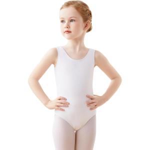 imageDaydance Lined Spandex Vest Girls Leotards for Ballet Dance Gymnastics SwimWhitevest Lining
