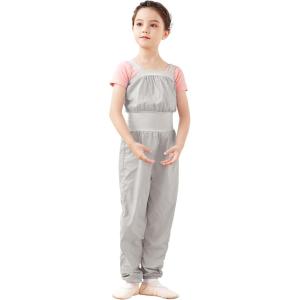 imageDaydance Teens Girls Ripstop Bib Pants for Ballet Gymnastic Dance Warm up TrousersGrey