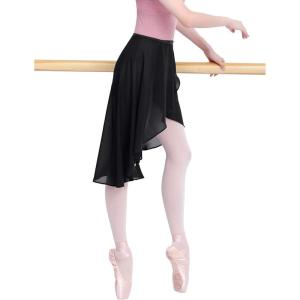 imageDaydance Teen Girls Women Ballet Skirts Asymmetrical Side Dip Sheer Chiffon Dance Skirts for LeotardsBlackhooks
