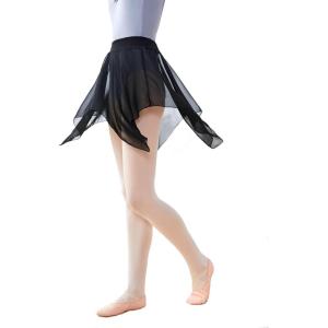 imageDaydance Teen Girls Women Ballet Skirts Asymmetrical Side Dip Sheer Chiffon Dance Skirts for LeotardsBlackpull on
