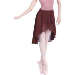imageDaydance Teen Girls Women Ballet Skirts Asymmetrical Side Dip Sheer Chiffon Dance Skirts for LeotardsBrownhooks