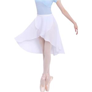 imageDaydance Teen Girls Women Ballet Skirts Asymmetrical Side Dip Sheer Chiffon Dance Skirts for LeotardsWhitehooks